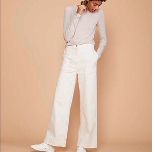 Lou & Grey brushed stretch twill wide leg utility pant